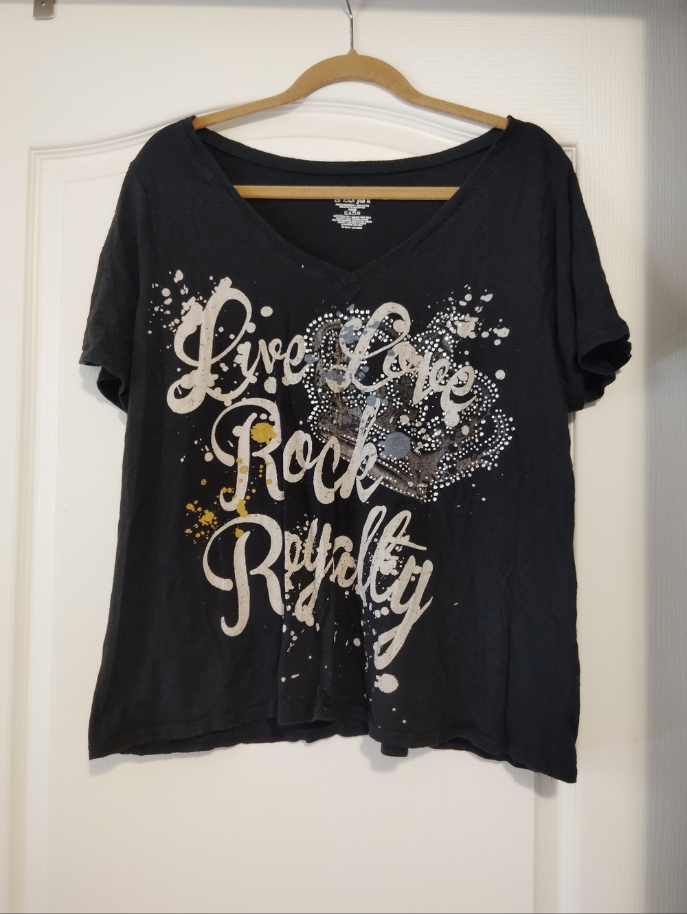 Lane Bryant Black Graphic Graffiti Print Cropped T-shirt Size 18/20